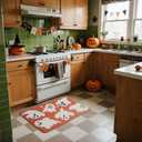 Halloween Bath Mat, Thin Halloween Bathroom Rug Non Slip Quick Dry Bath Mat Fits Under Door Thin Floor Mat Halloween Decor, 17''x30'', Cute Ghosts Orange (1'5" x 2'6" (Rectangular))