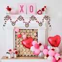 Valentine's Day Rattan Heart Garland, 7.5ft Artificial Rose Vine with Heart Ornament Floral Valentine's Day Banner Indoor Flower Outdoor Decorations for Mantel Fireplace Wall Home Farmhouse