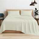 Luxury Egyptian Cotton Sheets Queen Size, Deep Pocket Fitted Sheet Fits 18"-24" Mattress, Soft, Breathable, Hotel Quality Bed Sheets, 4-Piece Queen Set, Ivory Solid, Cooling Cotton Bedding