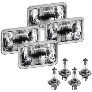 Parts N Go 4x6 Rectangular Plain Conversion Headlights Halogen H4 Bulb Set - H4656, H4651