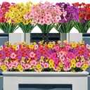 AmyHomie 20 Bundles Artificial Flowers for Outdoor Outside Spring Summer Decoration UV Resistant Faux Flowers No Fade Fake Plastic Plants Garden Porch Window Box Decorating(Mix Color)