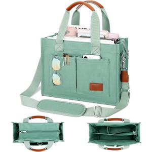 KKXIU Large Canvas Tote Bag for Women with Zipper and Compartments Crossbody Work Bible Messenger Purse Bag With Pockets