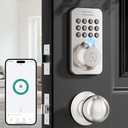 Ulecoce Fingerprint Keypad Deadbolt with Handle Set, Keyless Entry Door Lock, Door Locks for Front Door Lock Set, App Control, Auto Locking, Easy to Install, Satin Nickel