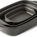 Casserole Dish for Oven,Ceramic Baking Dishes Stoneware Bakeware Set of 3Deep Casserole Dishes for BakingCasserole,Cake Dinner and Daily Use,0.63/1.8/4 QTMatte Black