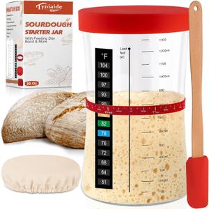 50oz/1500ml Pro Sourdough Starter Kit  Extra Thermometer Strips and Breathable Covers Included in Sourdough Starter Jar  A Perfect Sourdough Bread Starter Kit for Beginners to Expert