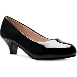 Olivia K Women's Classic Closed Toe Kitten Heel Pumps | Dress, Work, Party Low Heeled (6.5)