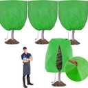 TCBWFY 95x80 Inch Huge Plant Covers Freeze Protection Frost Cloth for Outdoor Plants,2.82oz/yd Thickened Winter Tree Covers with Zipper Drawstring,4 Pack Frost Blanket from Wind,Pest and Animal (Green)