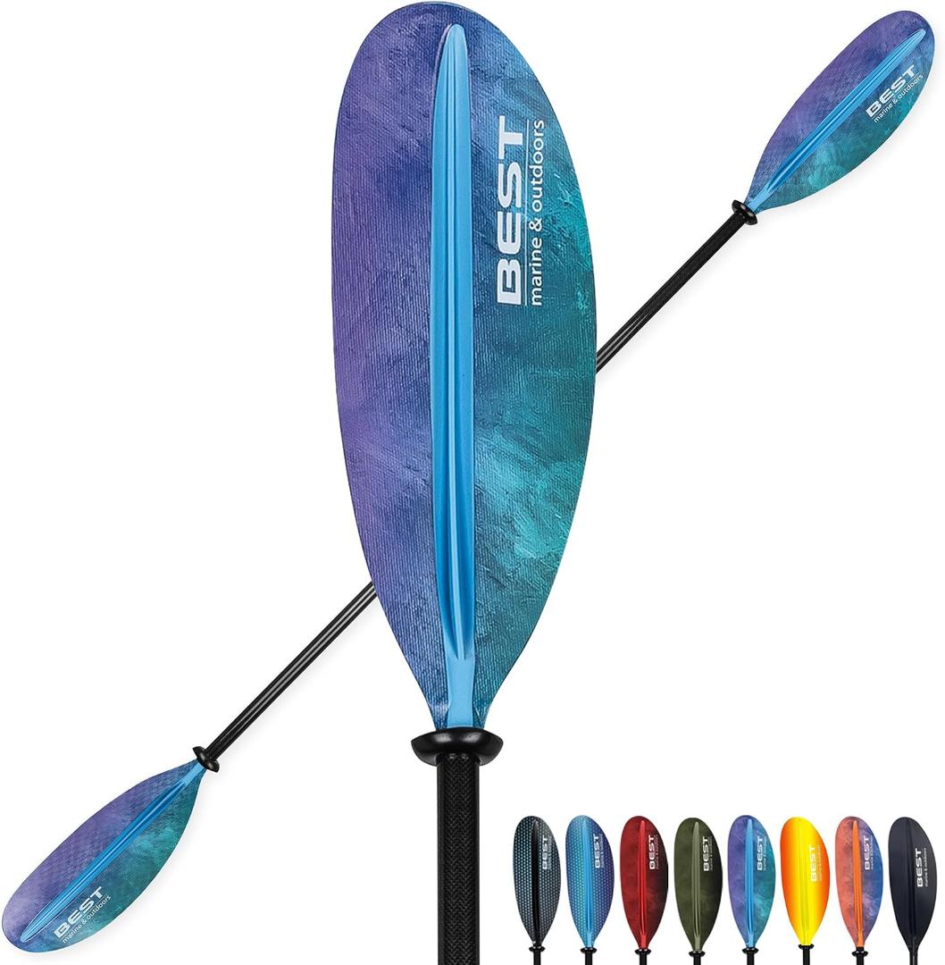 Best Marine and Outdoors Carbon Fiber Kayak Paddle for Adults – Lightweight 2-Piece Paddle with Fiberglass Reinforced Blades, Adjustable Feather Angles, Floating Design, 220cm 