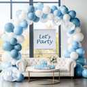 YAOWKY Dusty Blue and White Balloons Garland Arch Kit,111pcs 18 12 5 Inch White Blue and Bobo Latex Balloons for Baby Shower, Graduation, Wedding, Bridal Shower, Birthday Party Decorations