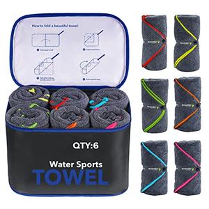 4Monster 6-Pack Quick Dry Microfiber Travel Towels – Super Absorbent, Ultra-Soft Camping Towel Set with Water-Resistant Bag, Lightweight & Compact for RV, Gym, Beach, Pool, Swimming, and Family Trips