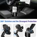 This Hill Cup Holder Phone Charger, 15W Fast Charging Auto Clamping, Phone Holder for Cup Holder Charger with Adjustable Base & 360 Rotation Compatible for All Smartphones(with Car Adapter)