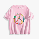 Flower Peace Sign T Shirts Cute Boy Girl Kids Short Sleeve Cotton Tees Female 3XL
