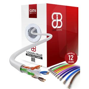 Dripstone CAT6 Ethernet Cable 1000ft Bulk Network LAN Wire 23AWG Solid CCA UTP 550MHz High-Speed Internet Cable Gaming, Streaming, Office, Home Use, Pull Box, Cat6 Bulk, Stable Connectivity - White