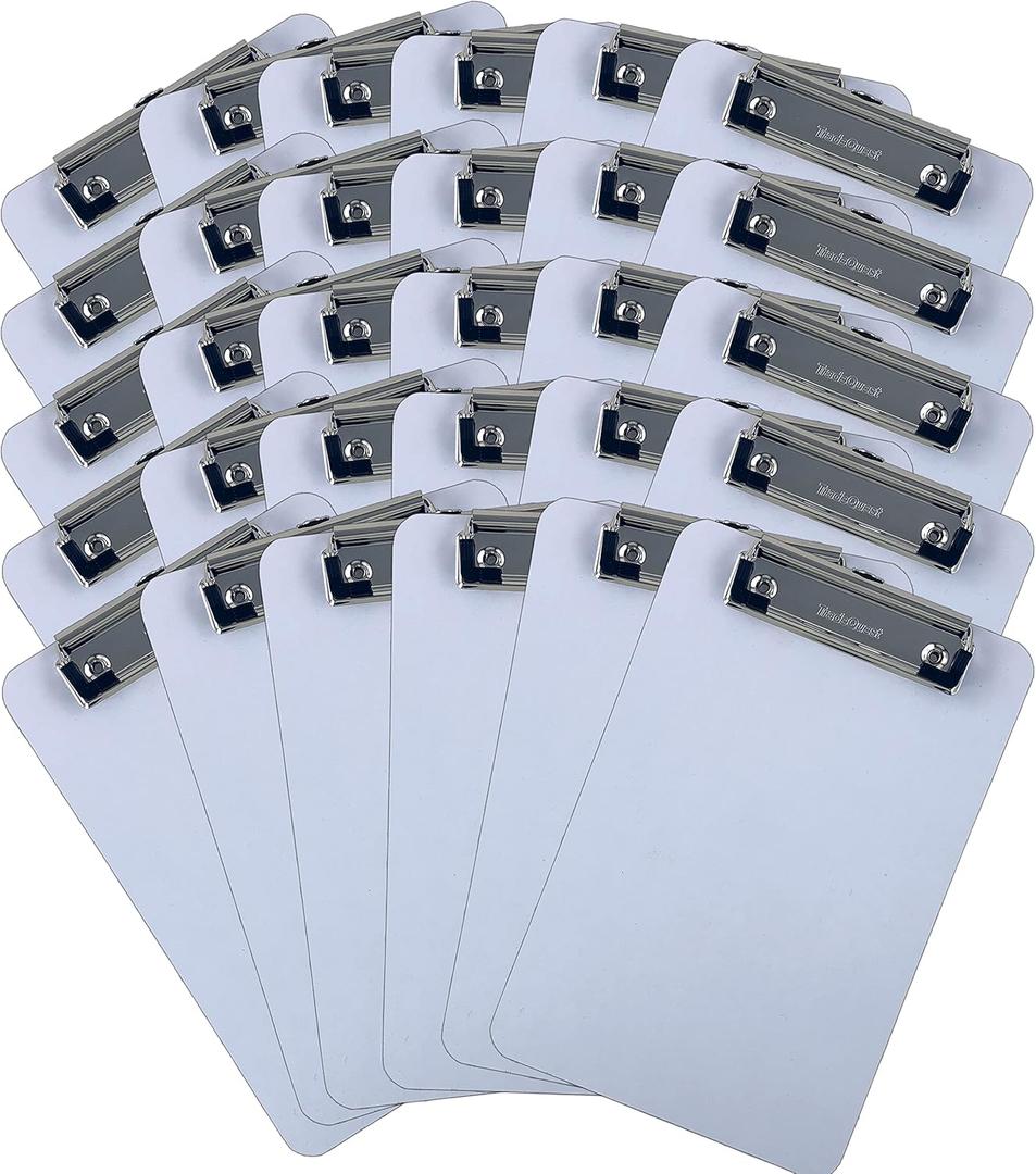Trade Quest Small Memo Size 6'' x 9'' Clipboards Low Profile Clip Dry Erase Surface (Pack of 12) (Small)