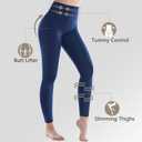 +MD Women's High Waist Yoga Panty Target Firm Control Shapewear Compression Slimming Leggings (Blue, L)