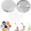 BEAMNOVA 100 Sets 32mm / 1.26 in (Approx. 1-1/4 inch) Metal Button Supplies Blanks, for Round Pin Maker Machine, Matte Metallic Back, Hand Press Badge Making Parts