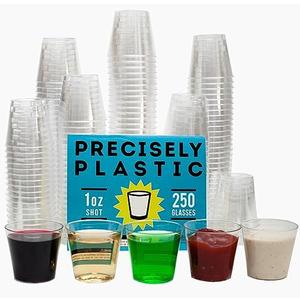 250 Shot Glasses Premium 1oz Clear Plastic Disposable Cups, Perfect Container for Jello Shots, Condiments, Tasting, Sauce, Dipping, Samples