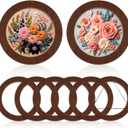 Wenqik 6 Pcs Wood Embroidery Hoop Frame Set 8 Inch Embroidery Hoops Wood Display Frame for Finished Cross Stitch or DIY Art Craft Sewing Ornaments (Without Hoops)(Round)