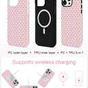 Jusy Compatible with MagSafe Polka Dot Case for iPhone 15, Cute Aesthetic Polka Dots Magnetic Phone Case, Soft TPU and Hard PC Protective Phone Cover for Women GirlsMatte - Pink