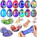 Joyin 12 Pcs Prefilled Easter Eggs with Galaxy Slime, Colorful Putty with Toys, Stress Relief Sludge Toys for Kids Easter Eggs Hunt, Basket Stuffers Filler and Party Favors