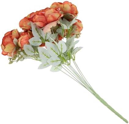 ULDIGI 9-Piece Artificial Flower Bouquet Realistic Faux Roses for Wedding Party