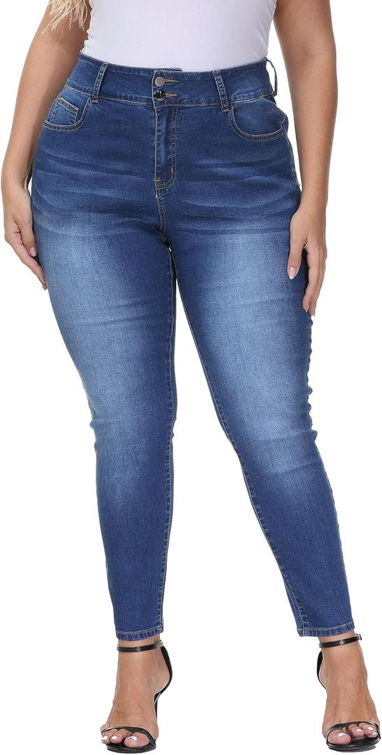 Womens Plus Size Skinny Jeans High Waisted Stretchy Classic Ankle Jean !8 Plus