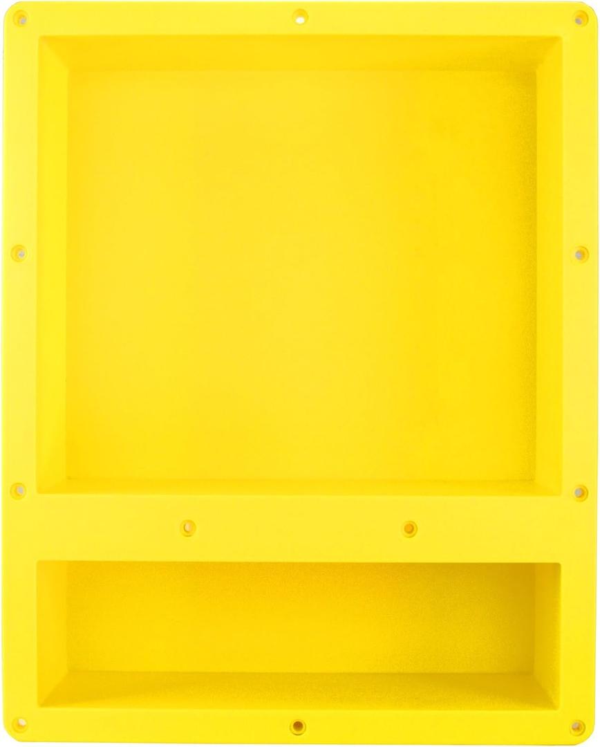 Ready for Tile Waterproof Leak Proof 16" x 20" Bathroom Recessed Shower Niche - Double Bathroom Shelf Organizer Storage for Shampoo & Toiletry Storage - Flush Mount Installation Yellow