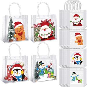 Shinylin 24 Pcs St. Patrick's Day Clear PVC Gift Bags with Handle Reusable Transparent Lucky Shamrock Candy Treat Goodie Tote Bags for Irish Theme Party Favors Birthday Baby Shower Party Supplies