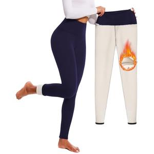 FULLSOFT Fleece Lined Leggings for Women – Thick High Waisted Winter Warm Yoga Pants Workout Tummy Control Thermal Warm Leggings (Navy Blue,XX-Large)