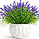 Artificial Flowers for Outdoors, 8 Bundles Faux Silk Spring Flowers for Outside for Planter Front Door Porch Yard Patio Window Box Home Decor (8pcs-Purple)
