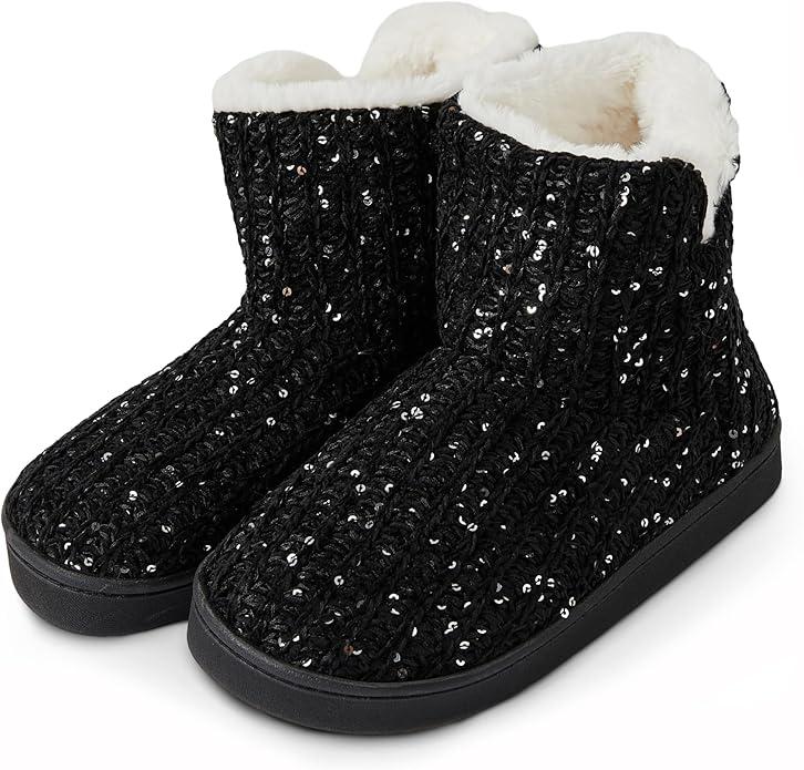 FRALOSHA Bootie Slippers for Women Memory Foam Indoor Warm Fuzzy Plush Cute house slipper Fleece Lined House Shoes, Size 7/8