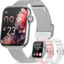 AKUMAKA Smart Watches for Women,Fitness Tracker Smartwatch for Android iPhone,1.85" Womens Watch with Blood Pressure Monitor,Calls and Messages/Heart Rate/Sleep/Female Cycle(3 Watch Bands)