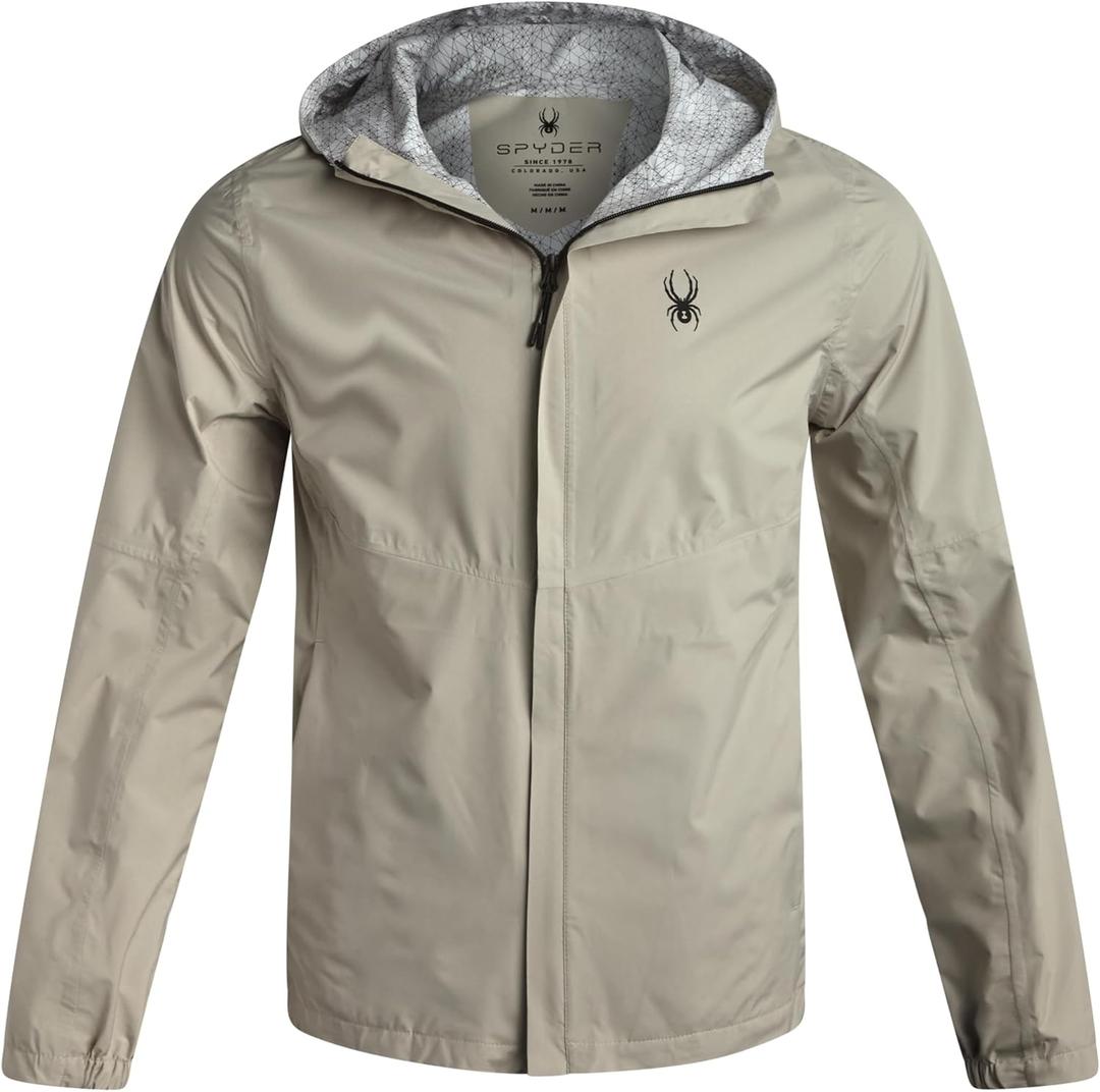 Spyder Mens Rain Jacket - Waterproof Lightweight Hooded Windbreaker, Outerwear Jacket for Golf, Hiking and Outdoor, S