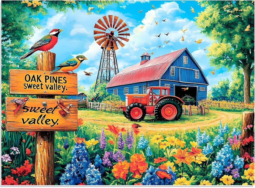 500 Pieces Puzzles for Adults, Colorful Spring Farm Puzzle for Adults Childern Seniors, Recycled Paper Bird Jigsaw Puzzle 500 Pieces, No Dust Challenging Puzzles Perfect for Game Nights 20.5x15