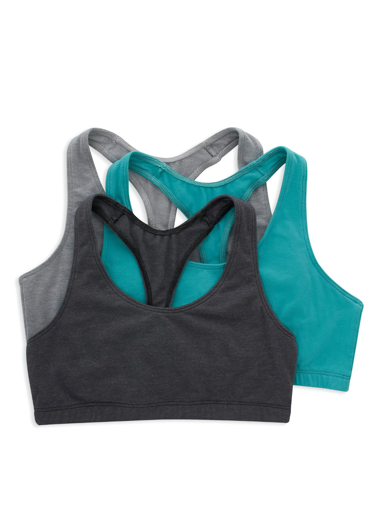 Hanes Women's Racerback Cotton T-Back Bralette (3 Pack) M