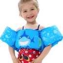 Double Couple Toddler Swim Vest with Sleeves Cartoon Adjustable Strap Swimming Jacket Pool Floaties for Kids 20-50 Pounds Boys and Girls Child