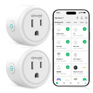 GHome Smart Plug, WiFi Smart Plugs Work with Alexa and Google Home, Smart Outlet Timer with APP Remote Control, 2.4GHz Wi-Fi Only, No Hub Required, ETL FCC Listed, White