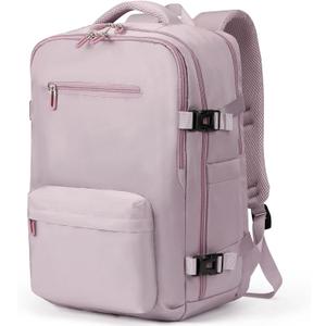 SHRRADOO Travel Laptops Backpack for Women Men, Casual Work Bag 17inch Backpack Airline Approved Backpack for Hiking Business (Pink khaki)