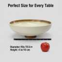 Ceramic Fruit Bowl for Kitchen Counter - 10" Decorative Bowl, Acacia wood baseLarge Decorative Bowls for Home Decor - Modern Key Bowl for Entryway Table - Pedestal Bowl for Keys Blue