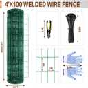 Tongmo 4 ft x 100 ft Green PVC Coated Welded Wire Fence, 16GA Garden Chicken Wire Fence Roll, Mesh Size 2" x 4" Hardware Cloth, Ideal for Yard Protection and Poultry Netting