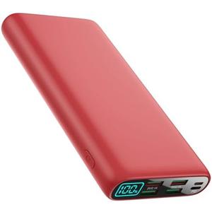 Portable Charger 38800mAh,LCD Display Power Bank,5 USB Outputs Battery Pack Backup,USB-C in&out Dual Input Phone Charging Compatible with iPhone 16/15/14/13 Pro,Android Samsung Galaxy Pixel Nexus-Red