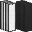 4 Packs NEA-F1 H13 True HEPA Replacement Air Filter Compatible with Eureka NEA120 and Toshiba CAF-W36USW Feature Smart WiFi Purifier, 4 HEPA Filters (NEA-F1) and 8 Carbon Pre-Filters (NEA-C1)