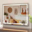 NICESTi Large Vanity Mirror with Lights 31.6'' x 24'', Lighted Makeup Mirror with Dimmable 3 Modes for Dressing Room & Bedroom, Touch Screen Control, Aluminum Frame Silver