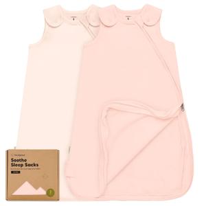 2-Pack Organic Baby Sleep Sacks, 100% Cotton - Soft & Breathable 0.5TOG Baby Wearable Blanket, Toddler Sleeping Sack 0-6 months, Easy to Wear Transitional Swaddles for Newborns, Infants(Mist Rose, S)