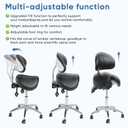Saddle Stool with Wheels,Rolling Stool with Back Support&Split Seats,Ergonomic Stool Saddle Stool for Hair Stylist for Dentist Salon Tattoo(Black with Split Seats), 1 Pack