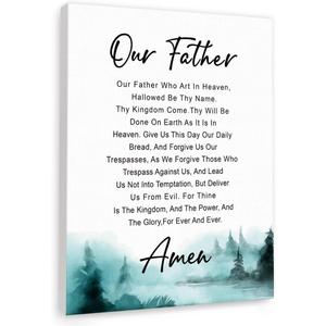 Gwisml Our Father Inspirational Bible Verse Canvas Wall Art,Motivational Scripture Print Painting Artwork for Christian Home Office Bible Verse Wall Decor