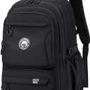 15.6" Laptop Backpack, Water-Resistant Travel Backpack with Luggage Strap, Durable School Bookbag for Teens & College Students (Black)