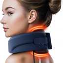 Heated Neck Brace Cervical Collar - Neck Support Brace with Heating Pad, Soft Foam Wraps Keep Vertebrae Stable and Aligned for Relief of Cervical Spine Pressure for Women & Men Dark Blue (L Size)