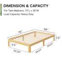 LAKKURI 14 Inch High Bamboo Wood Full Size Bed Frame Platform, Metal Slat Support Bed Frame Full Size, Reinforced, No Box Spring Needed, Easy Assembly, Noise Free