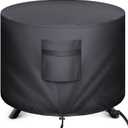 BALEINE Gas Fire Pit Cover, 32 inch Fade Resistant 420D Oxford Waterproof Firepit Fire Table Cover (Black, Round, 32''x16'')